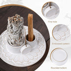 4 in 1 Incense Holder, Ceramic Incense Stick and Palo Santo Holder,Sage Holder for Burning- 5.5" Ceramic Ash Catcher Tray for Meditation and Yoga Room (White)