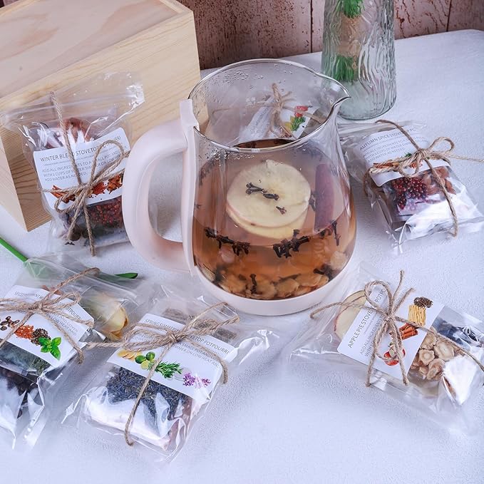 Simmering Potpourri Kit, Six Style Happiness Simmer Pot Set – Included Varieties All-Natural Spices Stove Top Scent Mix for Home Fragrance, Gift for Housewarming, Christmas, Mother’s Day