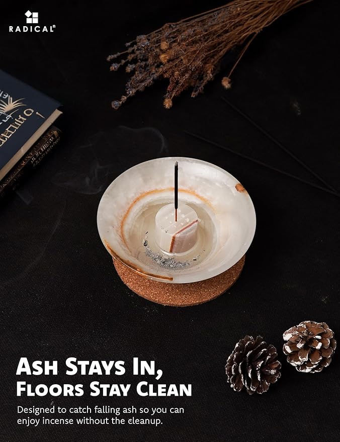 Radicaln Marble Incense Holder 5.5" Inches White Onyx Handmade Palo Santo Stick for Home Décor, Modern Incense Holder for Sticks, Citronella incenses Stick for Room & Office Aromatherapy