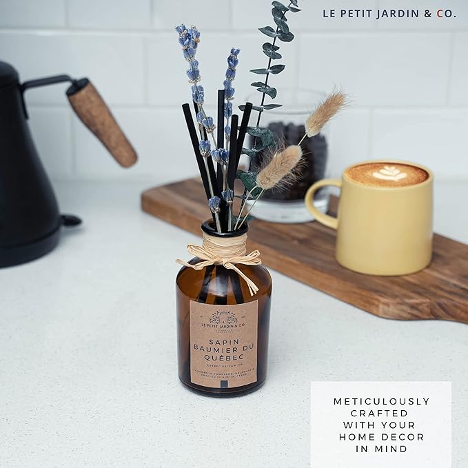 Reed Diffusers - Oil Sticks Diffuser Set with Real Dried Flowers - Reed Diffusers for Home, Bathroom & Office | Air Freshener Fragrance Sticks for Shelf Decor & Gifts by Le Petit Jardin & Co.