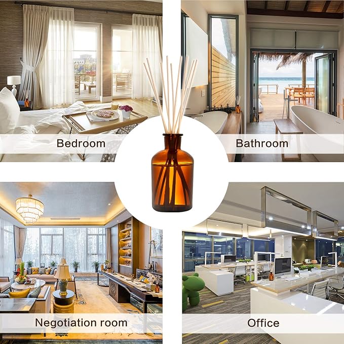 TOMCENXI 100PCS Reed Diffuser Sticks,10 Inch Natural Rattan Wood Sticks,Diffuser Refills,Essential Oil Aroma Diffuser Replacements Sticks for Home,Office (Black Color)