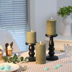 Moss Green Pillar Candles Set of 3 - Hand-Poured Unscented Candles,Smokeless Dripless Candles for Dinner Table and Home, Set of 3 in Different Sizes (3"x4", 3"x5", 3"x6")