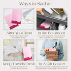 Peony Scented Sachets Pack of 6, Spring and Summer - Long-Lasting Scented Bags, Home Fragrance, Air Freshener & Deodorizer for Closet, Room, Drawer, or Cars, Made in USA