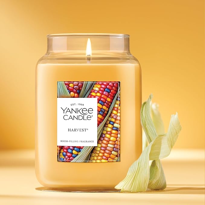 Yankee Candle Harvest, Fall Scented Candle, 22oz Large Jar with up to 150 Hour Burn Time