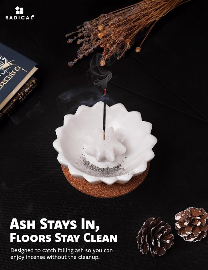 Radicaln Marble Incense Holder 5.5" Inches White Handmade Palo Santo Stick for Home Décor, Modern Incense Holder for Sticks, Citronella incenses Stick for Room & Office Aromatherapy