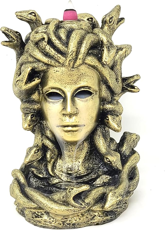 New Age Imports, Inc. - MEDUSA Backflow Incense & Cone Burner Waterfall Effect -Backflow Incense Burner: Elevate Your Space with Serenity in Motion-Mesmerizing Waterfall Smoke Effect (MEDUSA-BFL-44)