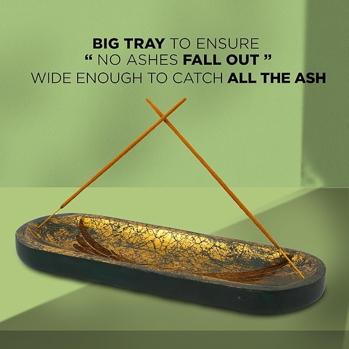 raajsee Incense Holder Hand Carved-Incense Burner Holder –Ash Catcher - Incense Stick Holder - Meditation & Yoga - Great Gift for Any Occasion Size 11x4 inch