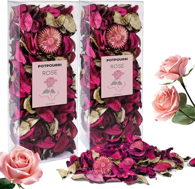 SCENTORINI Potpourri Bags, Potpourri Vase Filler, 10.44 oz Rose Scented Bowl Fillers for Home Decor, Dried Flower for Coastal Bathroom Beach Decor