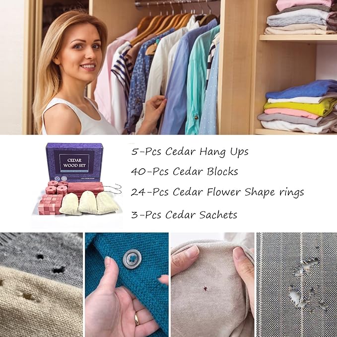 Cedar Space Cedar Blocks for Clothes Storage, 100% Aromatic Red Ceder Blocks, Cedar Planks, Cedar Accessories for Closets Storage, 72 Pcs