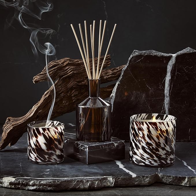 LAFCO New York Fall 3-Wick Candle, Saffron Sandalwood - 30 oz - 120-Hour Burn Time - Reusable, Hand Blown Glass Vessel - Made in The USA