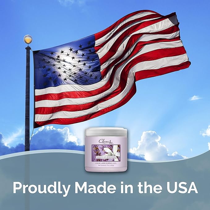 Clear Air Odor Absorber Gel - 15 oz, Pack of 2 - Air Freshener Absorbs and Eliminates Odors in Bathrooms, Cars, Boats, RVs and Pet Areas - Made with Essential Oils - Lavender Vanilla Scent