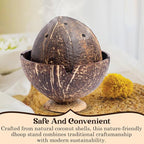 Handmade Coconut Shell DHOOP Stand – Eco-Friendly Natural Incense Holder Charcoal/Cone Burner, Sage Stand, Palo Santo Holder, Ash Catcher for Aromatherapy, Meditation, Yoga, Spiritual