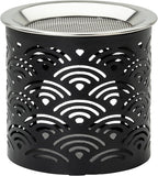 Handcrafted Black Iron Incense Burner - Height 2.36 inch with Exchangeable Stainless Steel Incense Sieve for Safe Burning with Tealight - Aromatic Censer and Essential Oils Holder