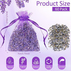 Reginary 60 Pack Lavender Sachets Bags Bulk for Drawers and Closets Home Fragrance Sachet Dried Lavender Flower for Wedding Bridal Shower Favors