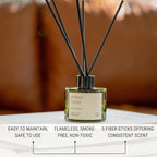 Craft & Kin Amber Moss Reed Diffuser | All Natural Essential Oil & Rattan Scent Sticks | Fall Reed Diffusers for Home, Bathroom | Long Lasting Home Fragrance in Green Glass, 3.4oz