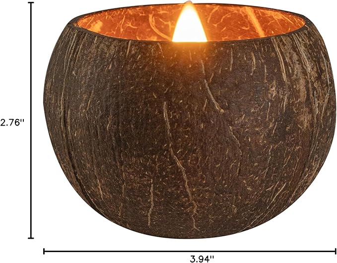 Restaurantware-Coco Casa 3.9 x 2.8 Inch Coconut Shell Candles, 10 Hand Poured Coconut Bowl Candles - Sandalwood Fragrance, Double Wax Blend, Soy Wax Scented Candle, Wooden Wick