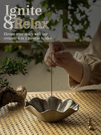 4 in 1 Incense Burner 6 Inch Inscents-Sticks Holder, Lotus Incense Holder for Sticks, Insence Burner with 3 Incense Sockets for Meditation, Yoga, Home Decor, Black and Brown