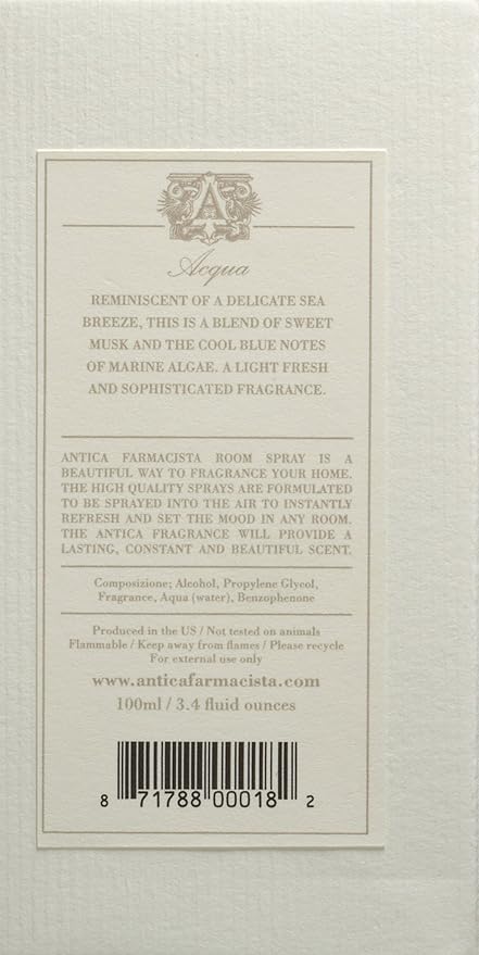 Antica Farmacista Room Spray - Acqua, 3.4 Fl Oz (Pack of 1)