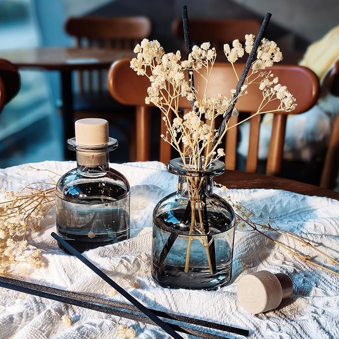 Brakula 2 Pack Reed Diffuser, White Jasmine + Eucalyptus & Wild Mint (3.38 fl oz Each Pack), Home Fragrance with 12 Sticks, Shelf Decor, Reed diffusers for Home