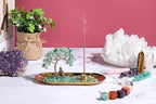 Jovivi Crystal Incense Holder for Sticks, Green Aventurine Healing Crystal Stone Money Tree Buddha Statue Set Incense Burner, Incense Trays for Wealth, Good Luck,Yoga Meditation Home Decor