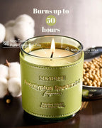 M&SENSE Eucalyptus Mint Scented Vegan Soy Candles, Heavy Scented, 10oz Long Burning 42-Hour Burn Time,Home Fragrance for Stress Relief, Calming, Meditation, Housewarming Gift for Women and Men