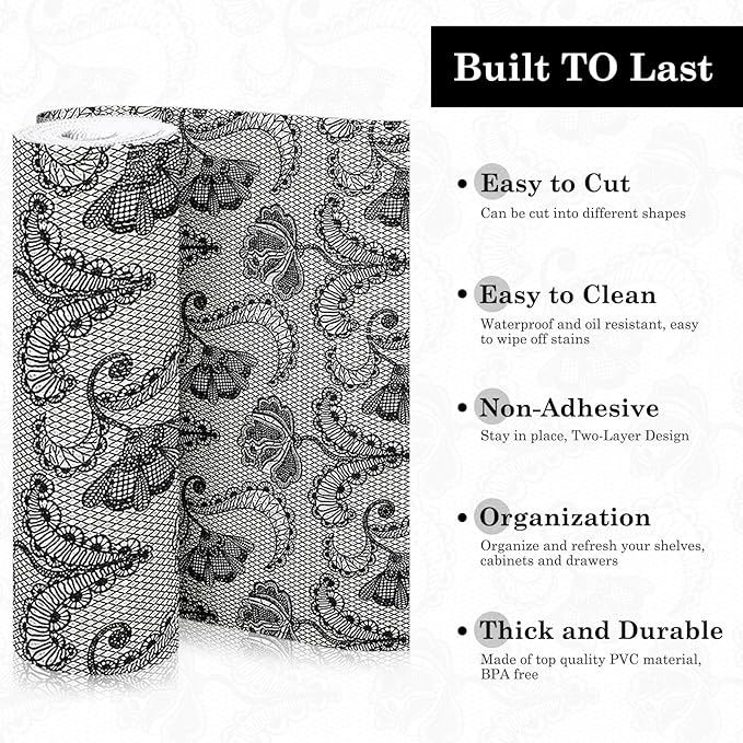 Drawer and Shelf Liner, Non-Slip Kitchen Cabinet Liners Non-Adhesive Thick Strong Grip Waterproof Washable Mats Protect Dresser Shelves Cupboard Bathroom Cabinets, Boho: Floral, 12 in X 10 FT