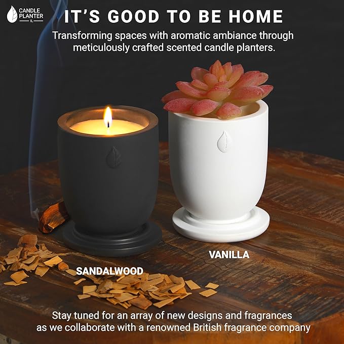 Matani Concrete Cement Candle Planter - Aromatherapy Soy, Dual Purpose Jar - Grey Lavender