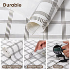 Drawer and Shelf Liner, Non-Slip Kitchen Cabinet Liners Non-Adhesive Thick Strong Grip Waterproof Washable Mats Protect Dresser Shelves Cupboard Bathroom Cabinets, White Stripes, 24IN X 20FT