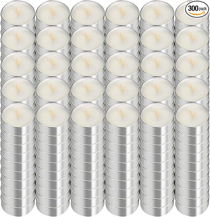 UNBREAKABLE - Tea Light Candles 300 Pack – Unscented Long Lasting 3 Hour Burn – White Smokeless Tealights for Decoration, Holiday, Party, Wedding, Home Use