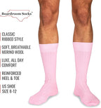 Merino Wool Mid-Calf Dress Socks for Men, Ribbed Dress Socks