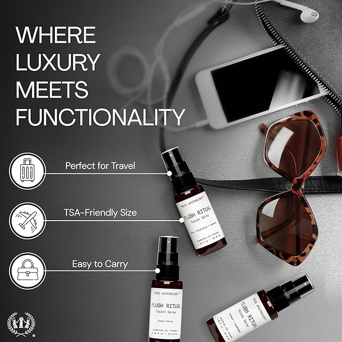 Muse Apothecary Flush Ritual - Aromatic & Refreshing Toilet Spray, Use Before You Go, Infused with Natural Essential Oils - Travel Size Mini Collection, 0.45 oz, 3 Pack