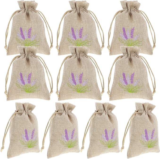 Homoyoyo 10pcs Empty Sachet Bags Drawstring Lavender Flowers Bags Dried Lavender Scented Pouches 10 * 14cm