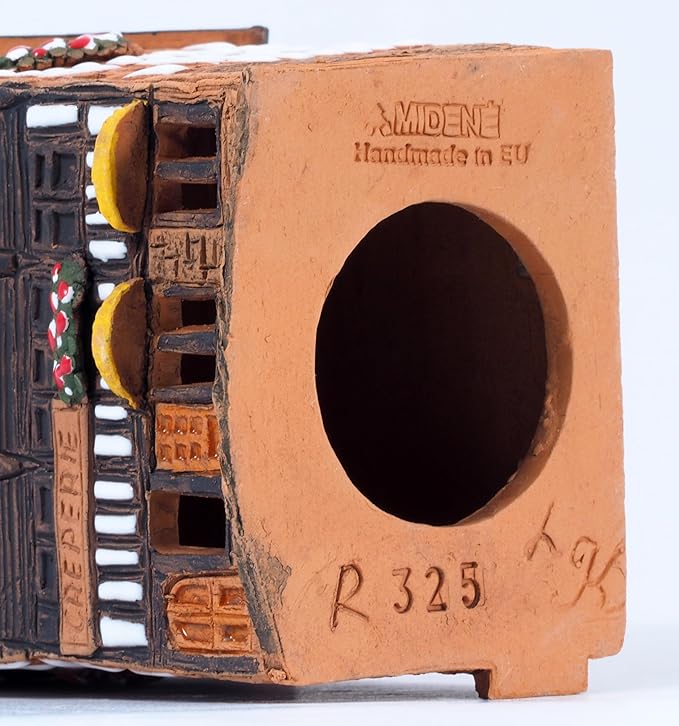 Ceramic Houses Collection - Collectible Handmade Miniature of Creperie in Mont St. Michel, France - Cone Incense Holder R325