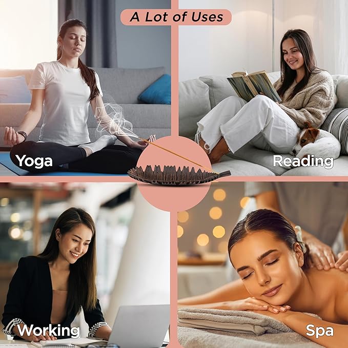 Raajsee Incense Holder Set With Nag Champa Sticks 15gm, Leaf Stick Burner, Brass Burner, Modern Holder for Yoga, Meditation, Home Decor - Size 10x4 Inches Copper