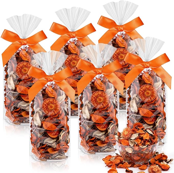 Nuanchu 6 Pcs Fall Citrus Potpourri Bags, Citrus Orange Scented Bowl Vase Filler Autumn Decorative Dried Flower for Home Drawer Car Fragrance Sachet Closet, Thanksgiving Decor Gift