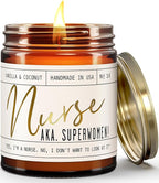 Nurse Gifts for Women - 'Nurse AKA. Superwomen' Soy Candle,w/Vanilla & Coconut I Nursing Gifts for Nurses Female I Nursing Student I Nurse Practitioner RN I Nurse Graduation Gift I 50Hr Burn, USA Made