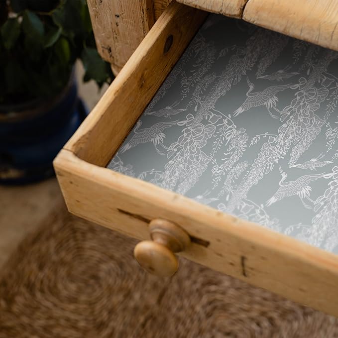 Fragrant Fresh Linen Scented Drawer Liners in a Classical Heron Design (Folded) | Pack of 5 Sheets | Contains Essential Oils | Made in The UK. (Fresh Linen, Folded)