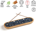 Folkulture Incense Holder for Sticks or Incense Burner Holder, Modern Insence-Stick Holder or Ash Catcher for Home Décor, Wooden Inscents-Holders, Mango Wood Trough, Cosmic