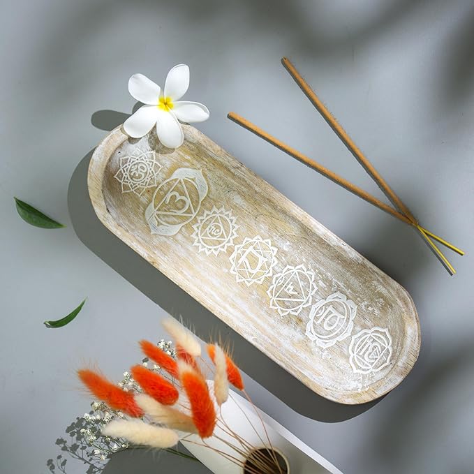 raajsee Incense Holder -Incense Burner Holder –Ash Catcher - Incense Stick Holder - Meditation & Yoga - Great Gift for Any Occasion Size 11x4 inch (Seven Chakra White)