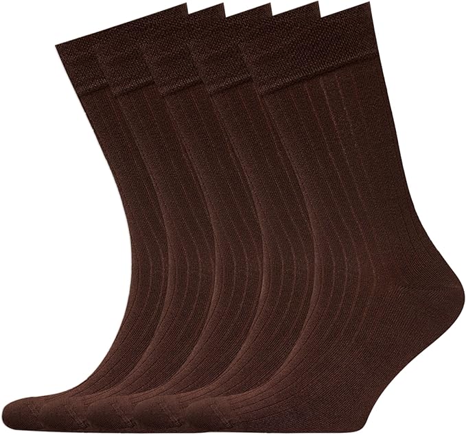 VRD Men’s Dress Socks, Bamboo 5-Pack Mens Socks, Mid Calf Length, Crew Socks Gift for Men Shoe Size 8-13