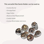 Luna Sundara Authentic Peru Pottery Palo Santo Stick and Incense Holder - Includes 5 Palo Santo Sticks - Handmade Ceramic Smudge Bowl Sage Holder - Black and White Lizard