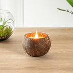 Restaurantware-Coco Casa 3.9 x 2.8 Inch Coconut Shell Candles, 10 Hand Poured Coconut Bowl Candles - Spring Hydrangea Fragrance, Double Wax Blend, Soy Wax Scented Candle, Wooden Wick
