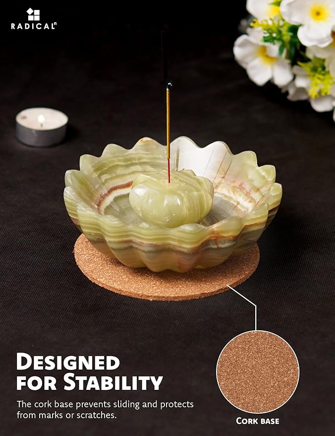 Radicaln Marble Incense Holder 5.5" Inches Green Handmade Palo Santo Stick for Home Décor, Modern Incense Holder for Sticks, Citronella incenses Stick for Room & Office Aromatherapy