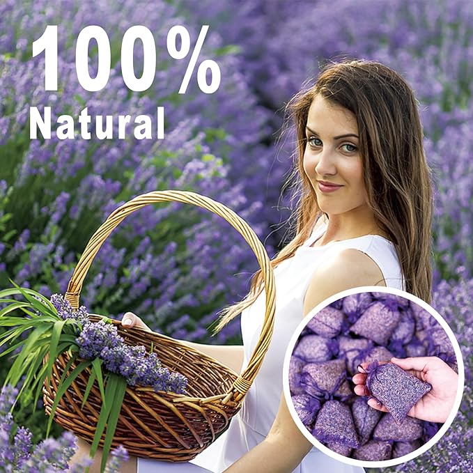 36 Pack French Dried Lavender Sachet Bags, 100% Natural Lavender Bags for Drawers and Closets, Potpourri Air Freshener, Bulk Sachet Gift for Scents Home, Wedding