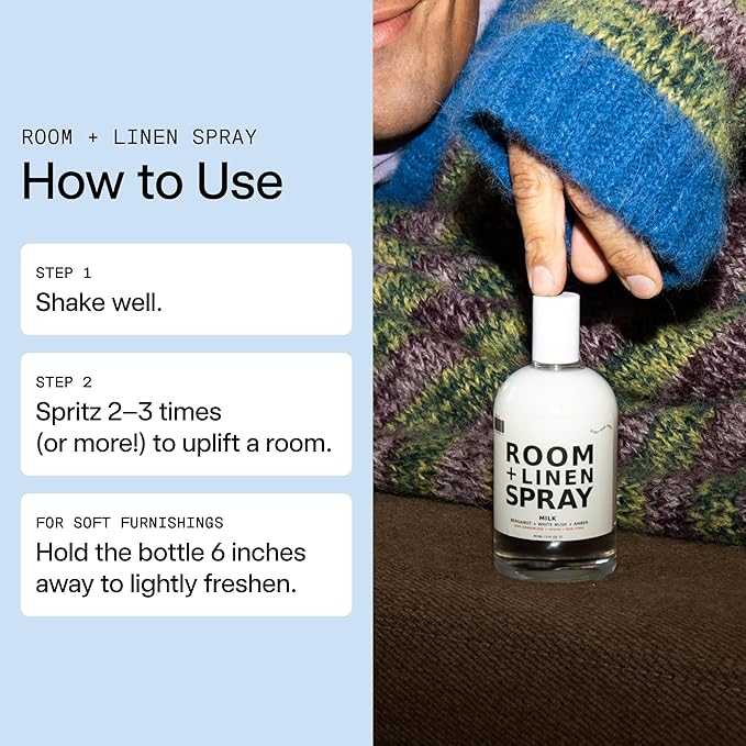 DedCool Room + Linen Spray | Xtra Milk | Luxurious Natural Linen & Fabric Spray | Non-Toxic, Essential Oil Infused | Home, Bedding, Couch, Closet, Bathroom Freshener | 3.5 fl oz