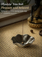 4 in 1 Incense Burner 6 Inch Inscents-Sticks Holder, Lotus Incense Holder for Sticks, Insence Burner with 3 Incense Sockets for Meditation, Yoga, Home Decor, Black and Brown