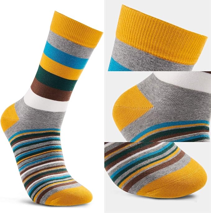 HHX YONLEE Dress Socks 5/6/10 Pairs Crew Argyle Colorful Cotton Novelty Casual Happy Fun