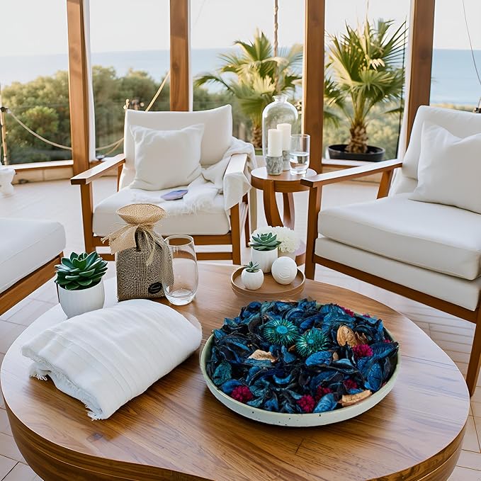 Potpourri Bags, Ocean Breeze Scented Potpourri Bowl Filler Dried Flowers, Vase Filler Decorative, Fragrance Decor for Home Living Room Office, Blue Coastal Beach Decor - 2.8oz (Blue)