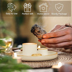 ZenBless Multifunction Incense and Candle Holder for Burning Sage, Palo Santo, Incense Sticks - 5.9" Ceramic Ash Catcher Tray for Meditation Room Home Decor (Gold)