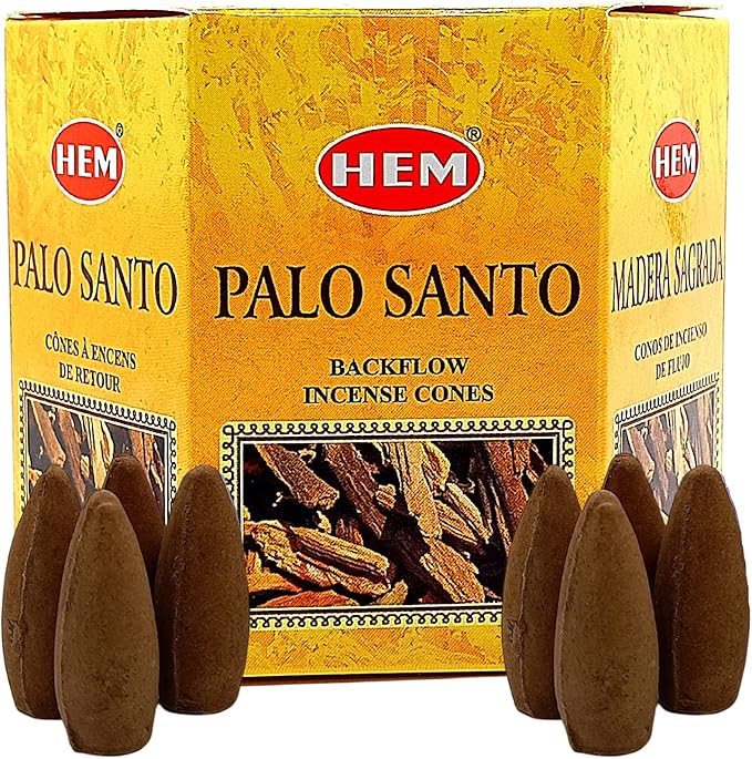 Palo Santo Backflow Incense Cones - 40 Woody Cones Waterfall - Thick Cloudy Incense Fountain, Gift